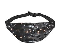 Black Mystery Heart Stone Boys Crossbody Waist Bag, Large Travel Fashion Waist Bag for Sports, Running, Cycling, Traveling, Fishing
