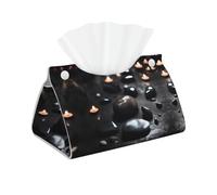 Black Mystery Heart Stone Long Tissue Box Cover - Waterproof, Lightweight, and Foldable with Two-Button Opening for Convenient Use