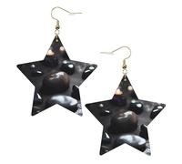 Black Mystery Heart Stone Patterned star earrings for women jewelry fashion and Valentine's Day birthday party gifts