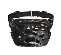 Black Mystery Heart Stone Printed Fashion Crossbody Bag, Hiking Waist Bag, Square Double Layer Travel and Fitness Shoulder Bag