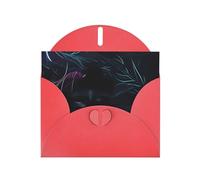 Black Mystery Horizontal Holiday Card With Red Heart Shaped Envelope And Write Various Holiday Greetings