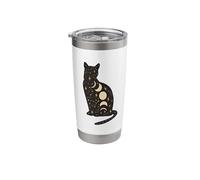 Black Mystical Cat Lover Astrology Celestial Theme Stainless Steel Insulated Tumbler
