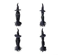 Black Mystical For Forest Witch Statue Hand-Painted Gothic Halloween Decor Resin Figurine Ancient Rooted Witch With Twisted Roots Pointed Hat Desktop Ornament Bookshelf Decoration(Large + Small)