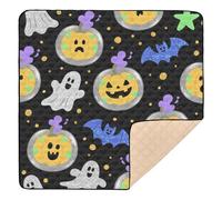 Black Mystical Halloween Glitter Soft Thick Baby Girl Play mat for Floor Cozy Breathable Foldable Playroom Activity Mat for Baby Kids Toddlers Infants, 50'' x 50''alfombras con Musica para