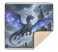Black Mythological Dragon Large Stylish Baby Care Play mat for Floor Water Resistant Foldable Baby Kick Crawling Mat for Baby Kids Toddlers Infants, 50'' x 50''alfombrillas para Bebes jugar