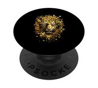 Black n Gold Striped Tiger Portrait Wildlife Animal PopSockets Adhesive PopGrip