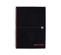 Black N Red A4 Wirebound Hard Cover Notebook 5Mm Squared 140 Pages Black/Red (Pack 5) - 100080201