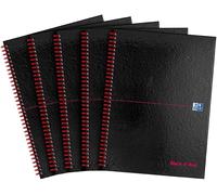 Black n Red A4 Wirebound Hardback Notebook Ruled Perforated Pages Pack of 5