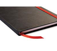 Notebook A5 Black n Red Casebound Hardback Ruled Elastic Strap 400033673