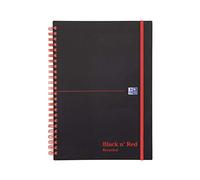 Black n Red A5 Wirebound Polypropylene Notebook Recycled Ruled 140 pages Pack of 5