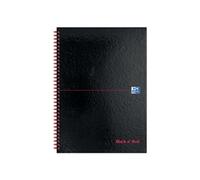 Black n Red Wirebound Glossy Hardback Notebook Ruled 140 Pages Perforated Black A4 (Pack 2) - 400194794