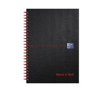 Oxford Black N' Red Book Wirebound Ruled And Perforated 90Gsm 140 Pages A5 Matt Black Ref D66078 Pack Of 5