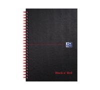Oxford Black N' Red Book Wirebound Ruled And Perforated 90Gsm 140 Pages A5 Matt Black Ref D66078 Pack Of 5