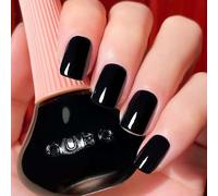 Black Nail Polish - High Glossy Shine Dark Black Nail Varnish - Natural Base Classical Color Breathable Home DIY - Long Lasting No Need UV Air Dry Chip Resistant Nail Art