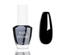 Black Nail Polish - Pure Black Varnish - Deep Color, Long Lasting, Chip Resistant & Quick Drying for DIY Nail Art Manicure at Home