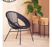 Black Natural Rattan and Iron Black Chair | Lagom