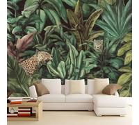 Black Nature Exotic Lands Tropical Plants Leopards Wallpaper, Non-Woven Wall Mural for Bedroom & Living Room 150 x 105 cm Premium Art Print Poster Picture Decoration Not Self Adhesive Room Decor