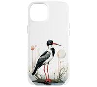 Black necked Stilt Bird Geometric Patten Art,Cute Necked Sti Case for iPhone 15 Plus