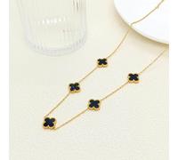 (Black necklace) Lucky Five-flower Four-leaf Clover Set, jewelry bracelet, versatile and fashionable necklace, Stud earrings, Three-piece set