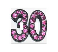 Black Neon Pink Diamond Number 30 Double Gang Toggle Light Cover Wall Plate Switch Decor Standard Size - 11.4x11.4cm