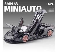 (black) New 1:24 Lamborghini Sian FKP 37 Car Sports Car Model Diecast Sound Super Racing Car Lifting Tail Wing Wheels Children Boys Gift