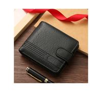 (Black) New Men Short Bifold PU Leather Male Hasp Wallet C