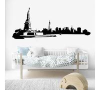 Black New York Skyline Wall Sticker Decorative Mural Art Bedroom Guest Landmark Decal Wallpaper Interior Decal Sticker