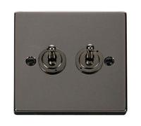 Black Nickel 2 Gang 2 Way 10Ax Toggle Light Switch - Se Home