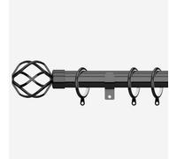 Black Nickel 28mm Cage Fixed Length Metal Curtain Pole 180Cm