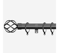 Black Nickel 28mm Cage Fixed Length Metal Curtain Pole