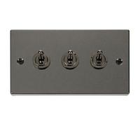 Black Nickel 3 Gang 2 Way 10Ax Toggle Light Switch - Se Home