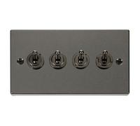 Black Nickel 4 Gang 2 Way 10Ax Toggle Light Switch - Se Home