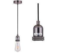 Black Nickel Ceiling Pendant Light Fitting, Twisted Braided Flex,E27 Lamp Holder Suspended Pendant Light Fitting.(CMF01BNK)