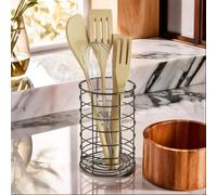 Premier Housewares Sleek Black Nickel Finish Utensil Holder | Functional Kitchen Utensil Holder For Storing Things | Secured Base Utensil Holder | Stable Holder For Kitchen