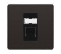 Black Nickel Screwless Single 1 Gang RJ45 Data Socket Black Insert FBNRJ451