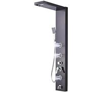 Black Nickel Shower Column with Rainfall Waterfall & Massage Jets | Includes a tub spout, hand shower, anti-scale silicone nozzles, and standard 1/2-inch connections for easy installation and