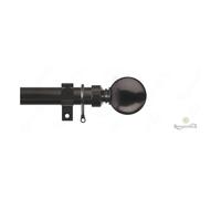 (Black Nickle, 210cm- 400cm) Extendable 25-28mm Plain Metal Ball Curtain Pole