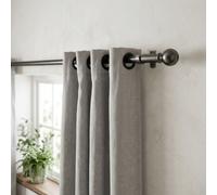 (Black Nickle Plain Ball, 120-210 cm (48" - 83" In)) Metal Curtain Pole & Hold Backs Extendable Curtain Pole 28mm with Curtain Rings Finials Brackets Rod Fittings OR Curtain Holdback Pair