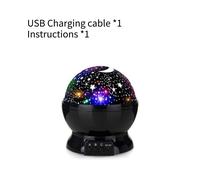 (Black) Night Light Starry Projector Star Sky Moon Lamp Kids Bedroom Lights Rotating Led