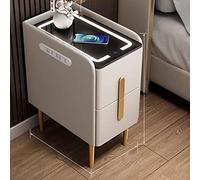 Black Nightstand with Charging Station Modern Side Table end Table with Wireless Charging Station Night Stand with LED Lights Bedside Table with 2 Drawers for Bedroom, Living Room ( Color : A , Size :