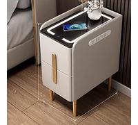 Black Nightstand with Charging Station Modern Side Table end Table with Wireless Charging Station Night Stand with LED Lights Bedside Table with 2 Drawers for Bedroom, Living Room ( Color : A , Size :