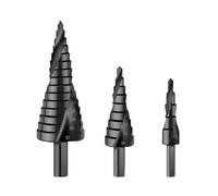 Black Nitrided HSS Step Drill Bit Set, 3-Piece 4-22mm, Triangular Shank for Metal & Wood