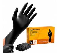 Black Nitrile Disposable Exam Gloves Large Pack of 100 Durable for Work | Powder free and latex free, textured fingertips, for healthcare, cleaning, food handling and everyday household tasks