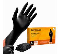 Black Nitrile Disposable Gloves Large Pack of 200 for Salon Tattoo Grooming | Textured fingertips give secure grip, latex free, powder free, ambidextrous, single use hand cover for daily work