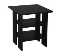 (Black, No Drawer) 2 Tier Wooden Table Bedside Nightstand 1 Drawer
