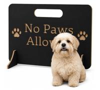 Black No Paws Wooden Stopper Barrier - Freestanding Dog Stopper for Stairs | Dog Barrier Gate | Portable Wooden Pet Stopper | Puppy Gate for Stairs Indoor | No Drilling Required (40CM (H) X 70CM (W))