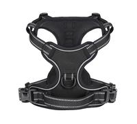 Black No Pull Dog Vest for Medium Size Dogs | Premium Adjustable Reflective Design | Dual Leash Clips & Soft Padding for Better Control and Comfortable Walks