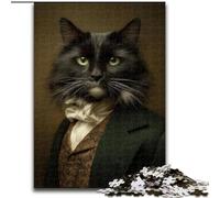 Black Noble Cat 1000 Piece Jigsaw Puzzles for Adults, Learning Educational Toys Family Games with Matching Poster And Trivia Sheet (26x38cm)