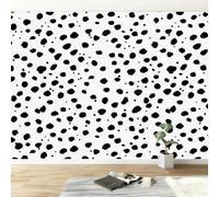 Black Non-Woven Wall Mural 200W x 140H cm, Abstract Art Polka Dot Premium Wallpaper - Wall Art Decoration Poster for Kids Room Bedroom Living Room, High-Definition Photo Mural Picture