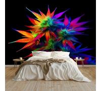 Black Non-Woven Wallpaper - Wall Mural Surrealism Cannabis Flowers 200 x 140 cm Photo Wallpaper, Modern Poster Design Art Mural for Living Room Kids' Bedroom